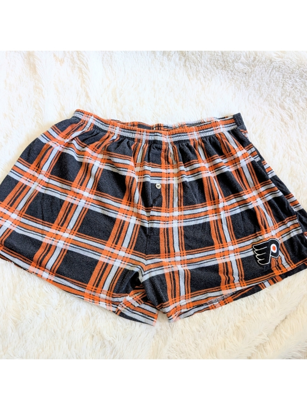 Concepts Sport Philadelphia Flyers Plaid Black & Orange Boxer Shorts Men's Large
